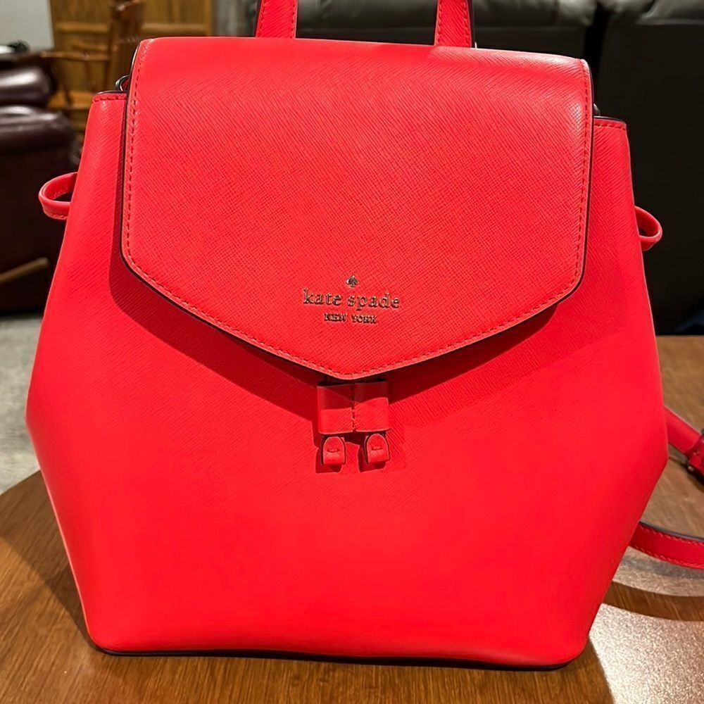 Kate Spade Lizzie medium red backpack. - Picture 2 of 8